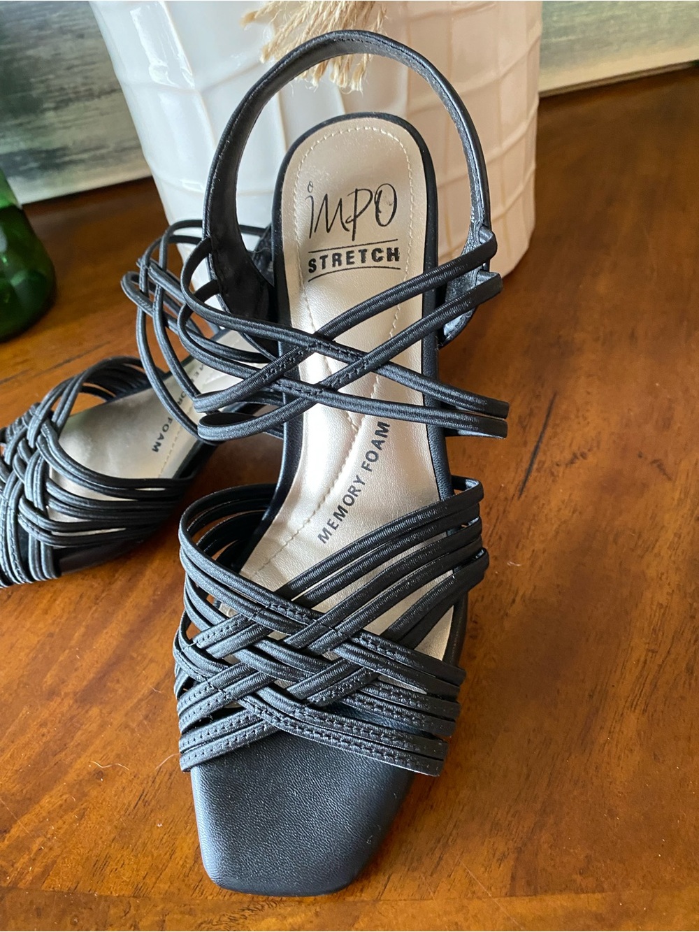 Impo Elise Black 6.5 Medium Multi-Strap Slingback Heels